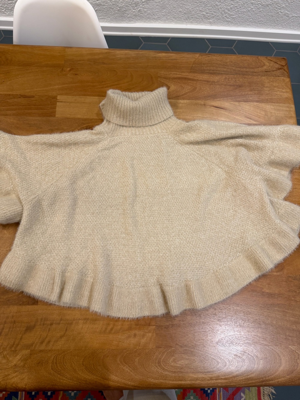 Anthropologie Cream Turtleneck Poncho-Style Sweater - One Size